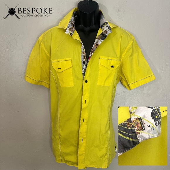 Bespoke Contrast Stretch Short Sleeve Shirt XL runs small Gently worn 95% cotton - Picture 1 of 5